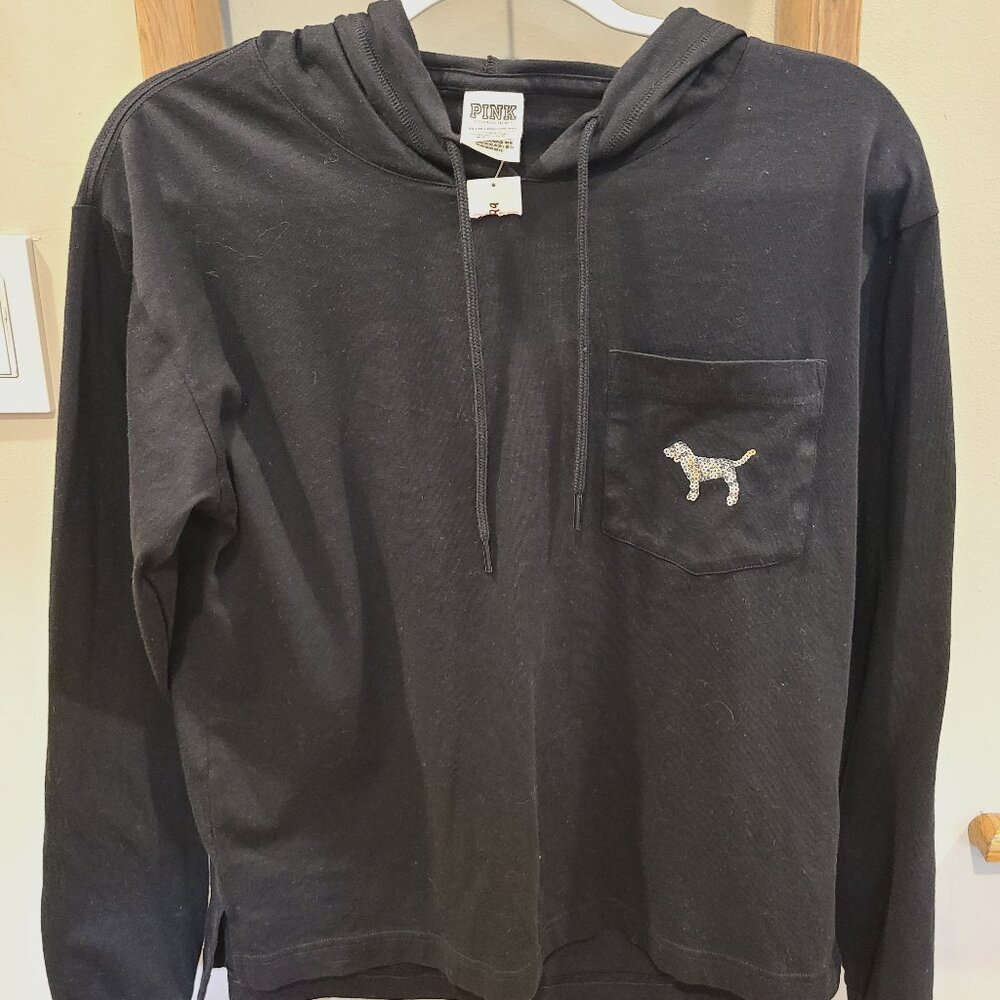 RARE Victoria's Secret Pink Bling Rainbow Dog Hooded Shirt